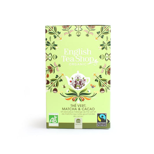 Boîte de 20 infusettes English Tea Shop thé vert matcha et cacaco